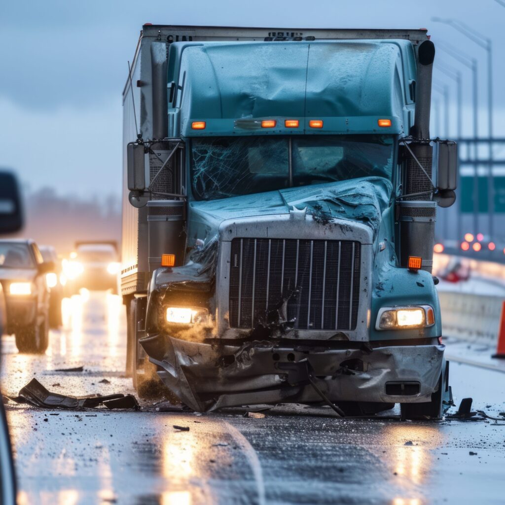 A truck accident on the highway