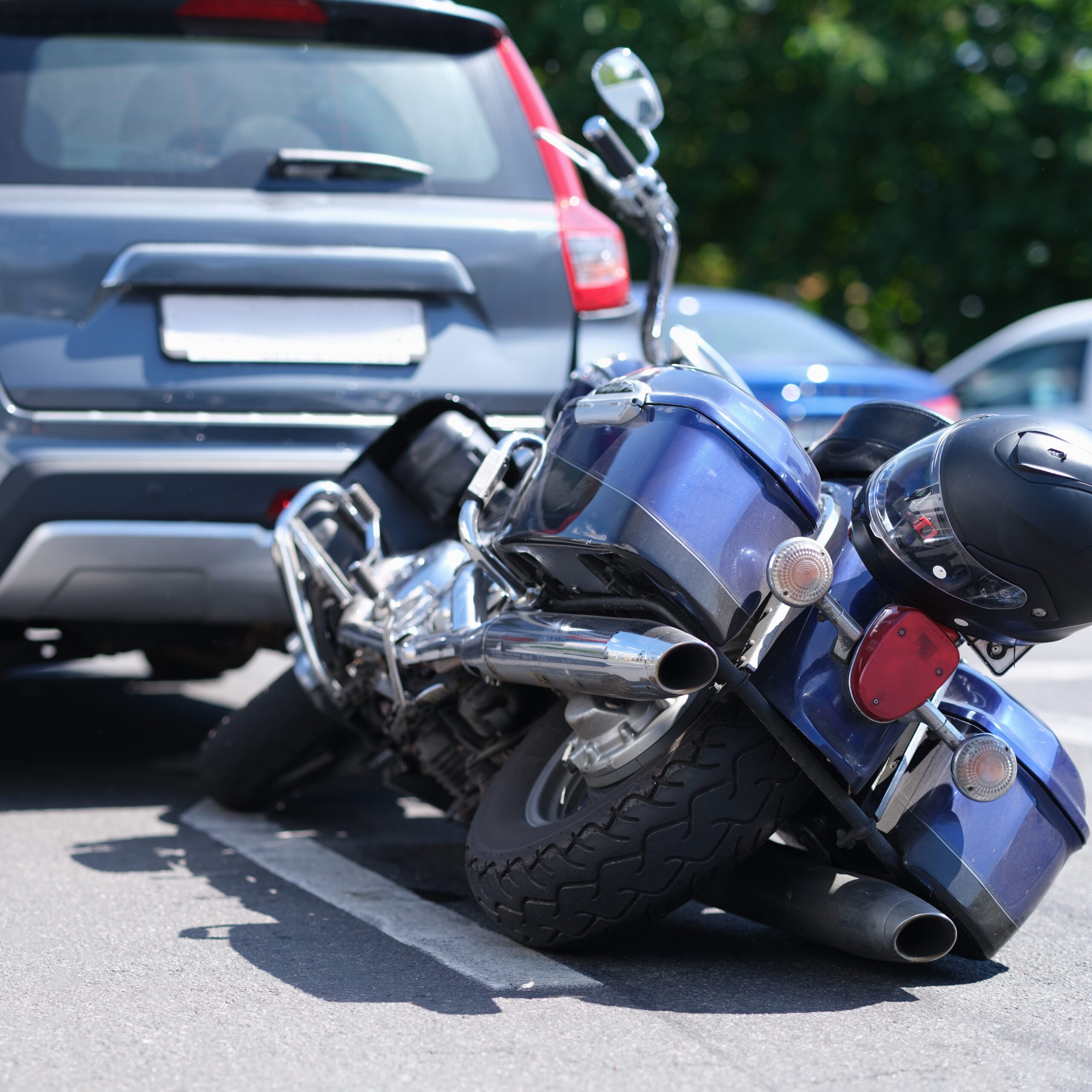 Motorcycle crashed into back of vehicle in front of it